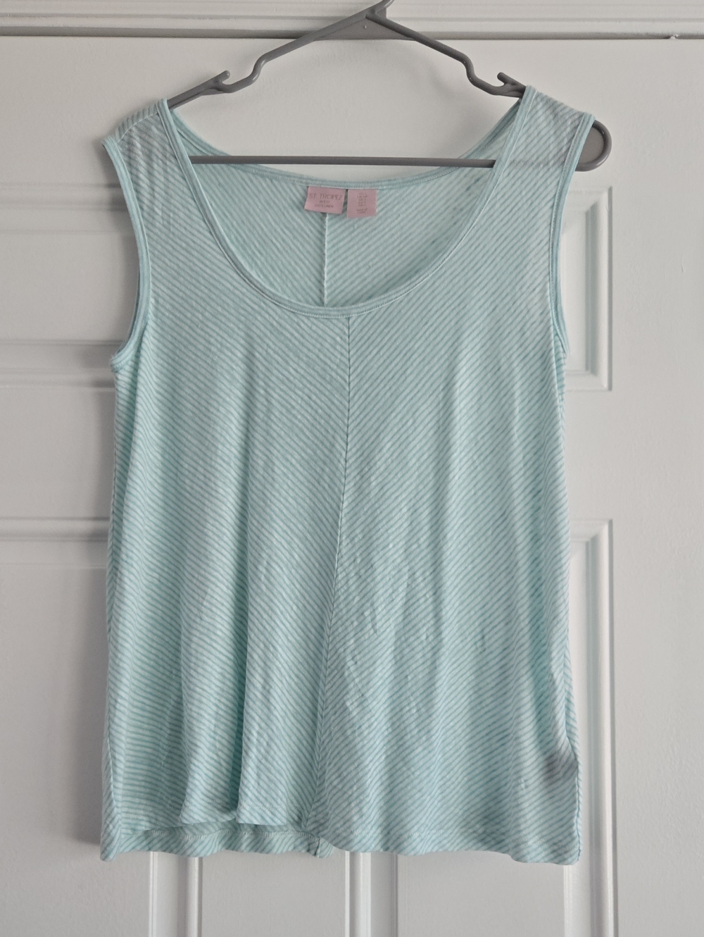 St. Tropez Striped Scoop Neck Linen Tank S
